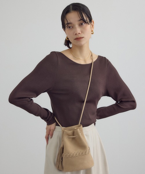 SALON adam et rope'（サロン アダム エ ロペ）の「【W S（ドゥーブル）】レザードロストミニバッグ（ショルダーバッグ・レディース・ベージュ/ホワイト・FREE）」の3枚目の写真