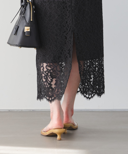 Noble(ノーブル)の「《追加 / WEB+一部店舗限定》リバーレースIラインスカート2(スカート・レディース・スミクロ/チョコ・40/38/36/34)」の5枚目の写真