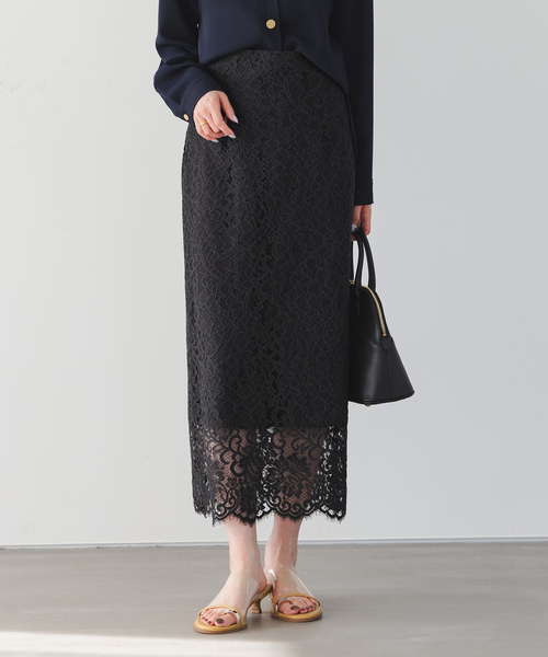 Noble(ノーブル)の「《追加 / WEB+一部店舗限定》リバーレースIラインスカート2(スカート・レディース・スミクロ/チョコ・40/38/36/34)」の8枚目の写真