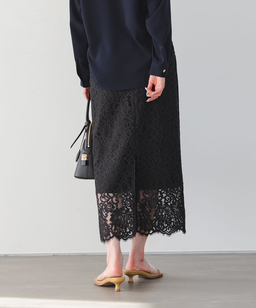Noble(ノーブル)の「《追加 / WEB+一部店舗限定》リバーレースIラインスカート2(スカート・レディース・スミクロ/チョコ・40/38/36/34)」の10枚目の写真