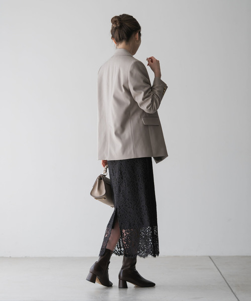 Noble(ノーブル)の「《追加 / WEB+一部店舗限定》リバーレースIラインスカート2(スカート・レディース・スミクロ/チョコ・40/38/36/34)」の21枚目の写真