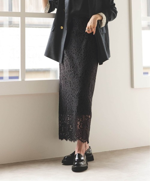 Noble(ノーブル)の「《追加 / WEB+一部店舗限定》リバーレースIラインスカート2(スカート・レディース・スミクロ/チョコ・40/38/36/34)」の22枚目の写真