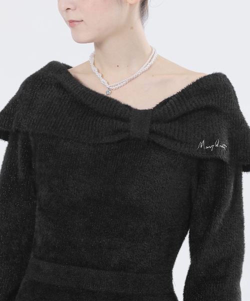 MARY QUANT（マリークワント）の「オフショルリボンニット ワンピース（ワンピース・レディース・ブラック/アイボリー/ブルー・M）」の10枚目の写真
