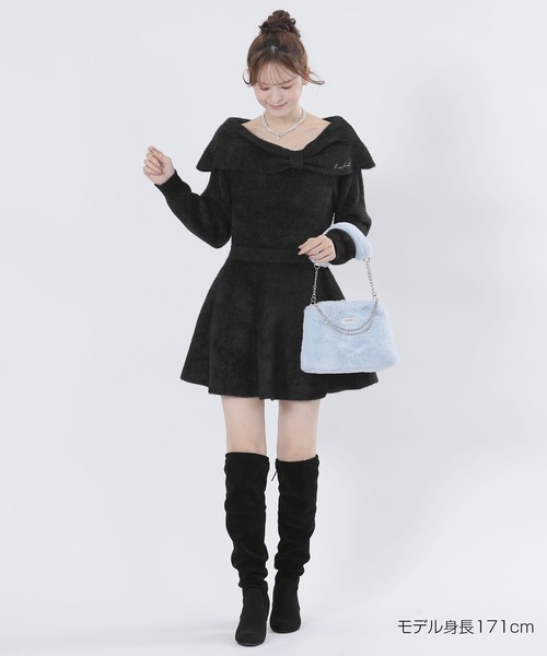 MARY QUANT（マリークワント）の「オフショルリボンニット ワンピース（ワンピース・レディース・ブラック/アイボリー/ブルー・M）」の11枚目の写真