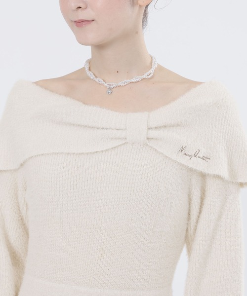 オフショルリボンニット ワンピース（ワンピース）｜MARY QUANT