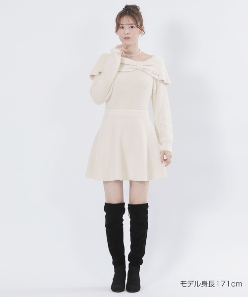 MARY QUANT（マリークワント）の「オフショルリボンニット ワンピース（ワンピース・レディース・ブラック/アイボリー/ブルー・M）」の18枚目の写真