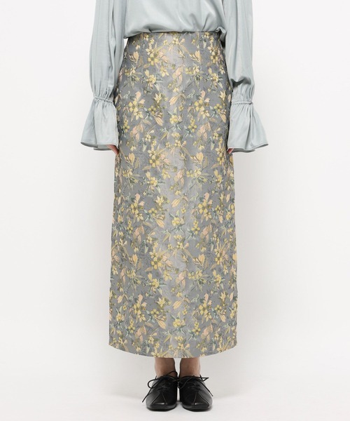 mysty woman（ミスティウーマン）の「フラワージャカードナロースカート 638771（スカート・レディース・オフホワイト/グレー/ブラック・FREE）」の12枚目の写真