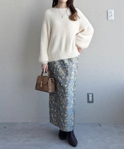 mysty woman（ミスティウーマン）の「フラワージャカードナロースカート 638771（スカート・レディース・オフホワイト/グレー/ブラック・FREE）」の22枚目の写真