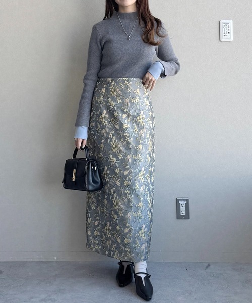 mysty woman（ミスティウーマン）の「フラワージャカードナロースカート 638771（スカート・レディース・オフホワイト/グレー/ブラック・FREE）」の11枚目の写真