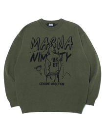 BUNKERBUSTER（バンカーバスター）の「マグナニミティドローイングニット MP4SU837_KHAKI（ニット/セーター）」