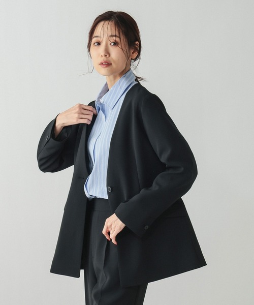 GLOBAL WORK(グローバルワーク)の「ウツクシルエットWクロスジャケット/603985(テーラードジャケット・レディース・ブラック/チャコールグレー/モカ・SMALL/MEDIUM/LARGE)」の1枚目の写真