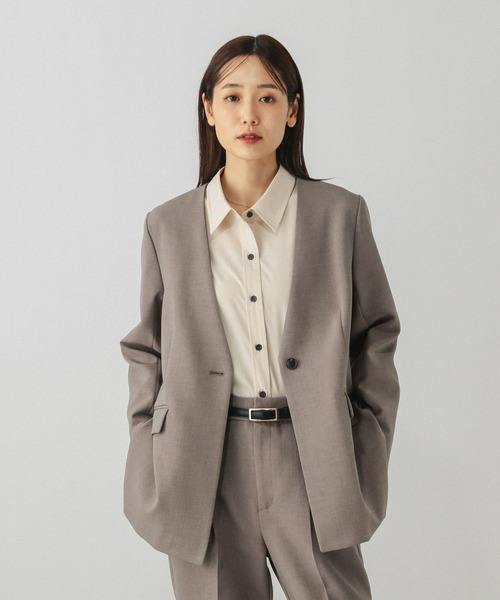 GLOBAL WORK(グローバルワーク)の「ウツクシルエットWクロスジャケット/603985(テーラードジャケット・レディース・ブラック/チャコールグレー/モカ・SMALL/MEDIUM/LARGE)」の3枚目の写真