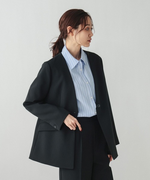 GLOBAL WORK(グローバルワーク)の「ウツクシルエットWクロスジャケット/603985(テーラードジャケット・レディース・ブラック/チャコールグレー/モカ・SMALL/MEDIUM/LARGE)」の21枚目の写真