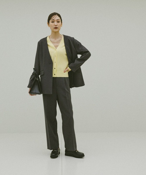 GLOBAL WORK(グローバルワーク)の「ウツクシルエットWクロスジャケット/603985(テーラードジャケット・レディース・ブラック/チャコールグレー/モカ・SMALL/MEDIUM/LARGE)」の6枚目の写真