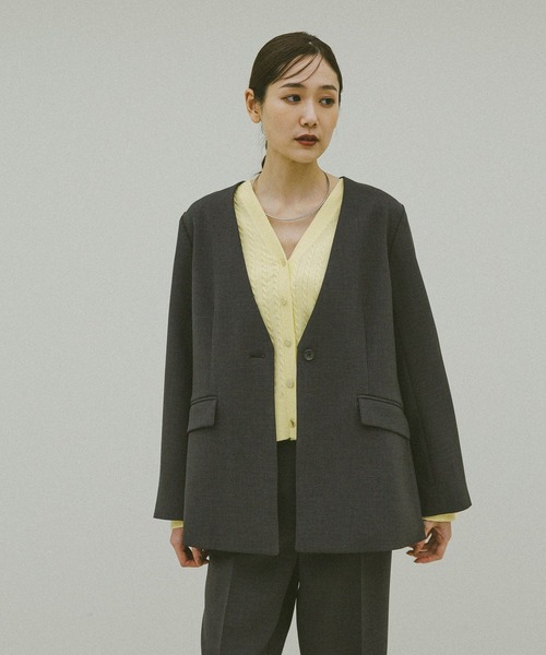 GLOBAL WORK(グローバルワーク)の「ウツクシルエットWクロスジャケット/603985(テーラードジャケット・レディース・ブラック/チャコールグレー/モカ・SMALL/MEDIUM/LARGE)」の10枚目の写真