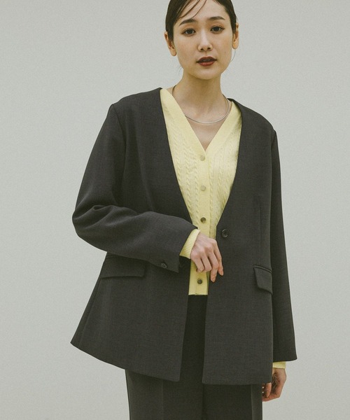 GLOBAL WORK(グローバルワーク)の「ウツクシルエットWクロスジャケット/603985(テーラードジャケット・レディース・ブラック/チャコールグレー/モカ・SMALL/MEDIUM/LARGE)」の13枚目の写真