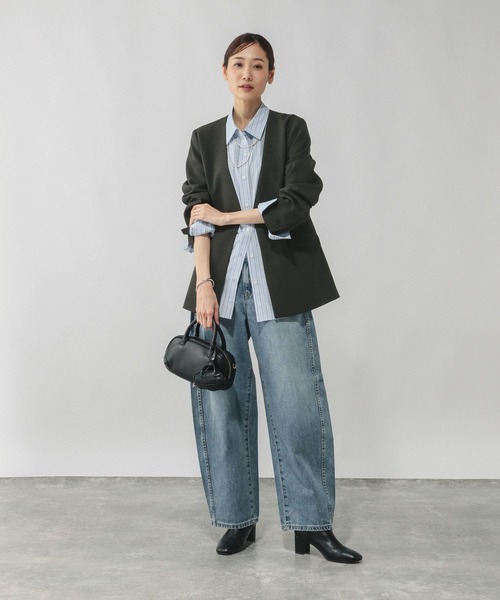 GLOBAL WORK(グローバルワーク)の「ウツクシルエットWクロスジャケット/603985(テーラードジャケット・レディース・ブラック/チャコールグレー/モカ・SMALL/MEDIUM/LARGE)」の14枚目の写真