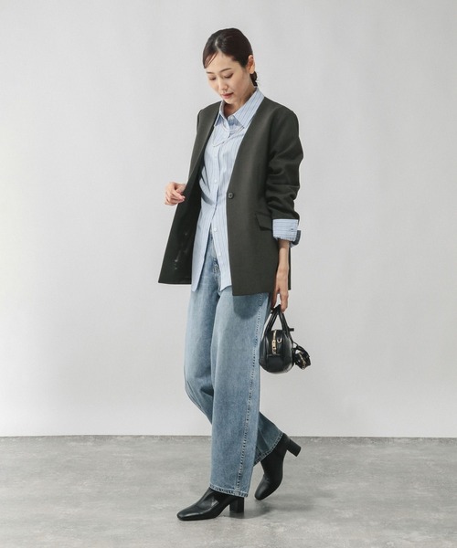 GLOBAL WORK(グローバルワーク)の「ウツクシルエットWクロスジャケット/603985(テーラードジャケット・レディース・ブラック/チャコールグレー/モカ・SMALL/MEDIUM/LARGE)」の15枚目の写真