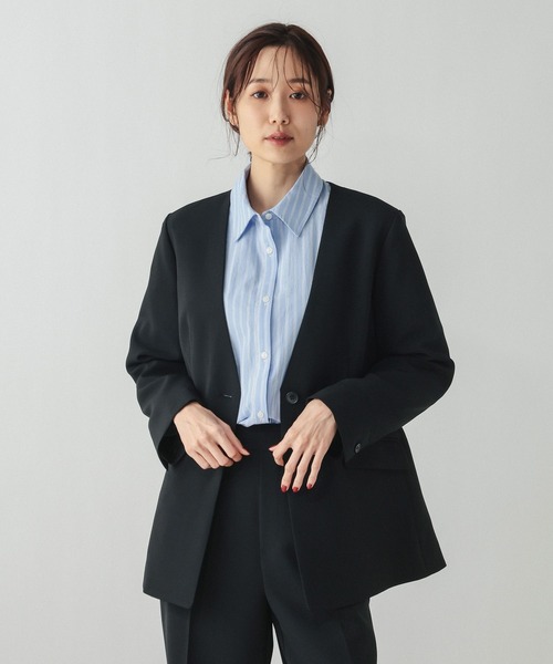 GLOBAL WORK(グローバルワーク)の「ウツクシルエットWクロスジャケット/603985(テーラードジャケット・レディース・ブラック/チャコールグレー/モカ・SMALL/MEDIUM/LARGE)」の20枚目の写真