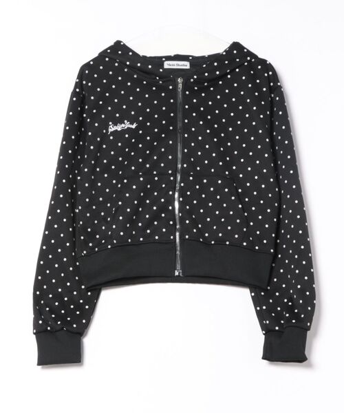 WEGO（ウィゴー）の「WEGO/ドット柄ショート丈フルジップパーカー（パーカー・レディース・ブラック・MEDIUM/LARGE）」の2枚目の写真