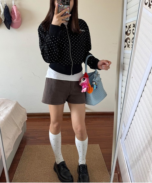 WEGO（ウィゴー）の「WEGO/ドット柄ショート丈フルジップパーカー（パーカー・レディース・ブラック・MEDIUM/LARGE）」の19枚目の写真