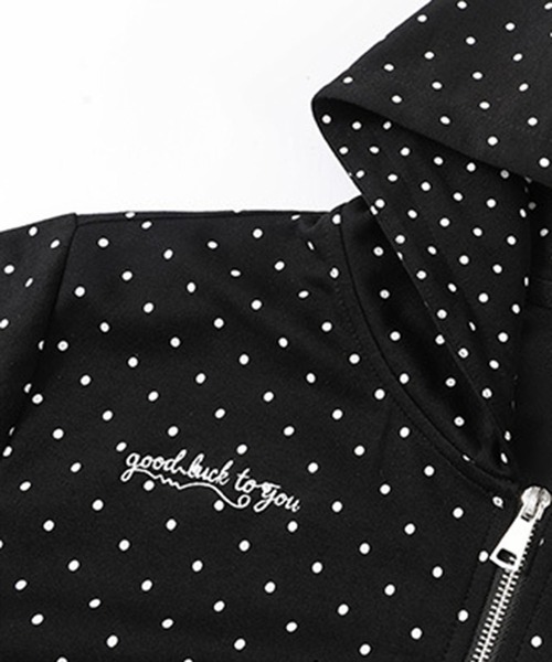 WEGO（ウィゴー）の「WEGO/ドット柄ショート丈フルジップパーカー（パーカー・レディース・ブラック・MEDIUM/LARGE）」の21枚目の写真
