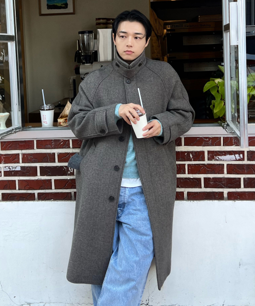 MINDBRIDGE（マインドブリッジ）の「[COUTURE]ヘリンボーンオーバーサイズバルマカンロングコート（チェスターコート・メンズ・ダークベージュ・95/100/105/110）」の6枚目の写真
