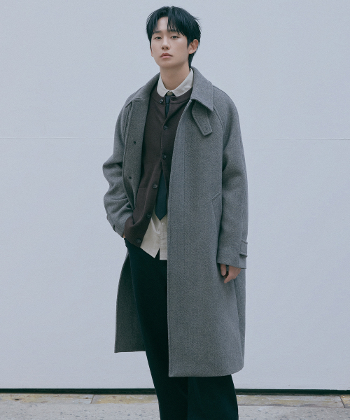 MINDBRIDGE（マインドブリッジ）の「[COUTURE]ヘリンボーンオーバーサイズバルマカンロングコート（チェスターコート・メンズ・ダークベージュ・95/100/105/110）」の7枚目の写真