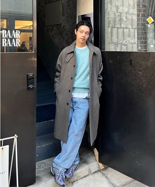 MINDBRIDGE（マインドブリッジ）の「[COUTURE]ヘリンボーンオーバーサイズバルマカンロングコート（チェスターコート・メンズ・ダークベージュ・95/100/105/110）」の13枚目の写真