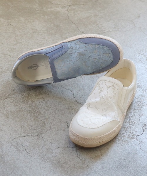 あしながおじさん（アシナガオジサン）の「ジュートメッシュスリッポン　5110001（スニーカー・レディース・ブラック/ライトブルー/ホワイト×ホワイト・22.5cm/23cm/23.5cm/24cm/24.5cm）」の3枚目の写真
