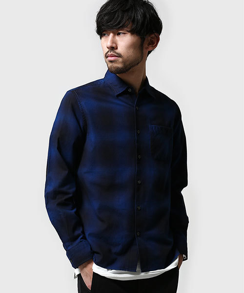 NANO universe（ナノユニバース）の「ダークオンブレーネル（シャツ/ブラウス・メンズ・レッド/ブルー/ブラック・MEDIUM/SMALL/LARGE）」の2枚目の写真