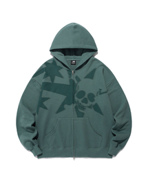 SPRAY SKULL 3STAR HOODIE ZIP UP_GREEN(NG2EFUM485A)