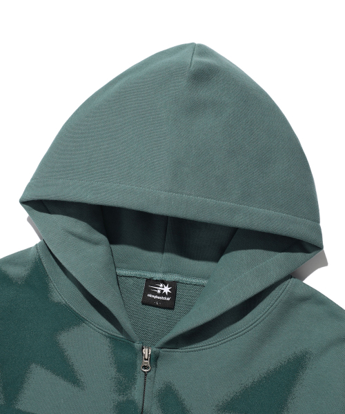 NICE GHOST CLUB(ナイスゴーストクラブ)の「SPRAY SKULL 3STAR HOODIE ZIP UP_GREEN(NG2EFUM485A)(パーカー・レディース・グリーン・L/S/M)」の3枚目の写真