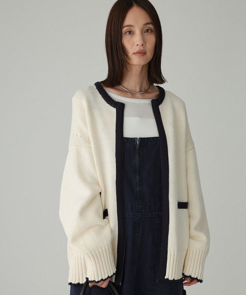 BABYLONE(バビロン)の「クラシックバイカラーニット(ニット/セーター・レディース・ホワイト/ブラック・フリー)」の1枚目の写真