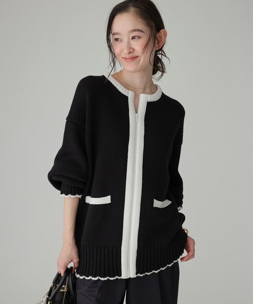 BABYLONE(バビロン)の「クラシックバイカラーニット(ニット/セーター・レディース・ホワイト/ブラック・フリー)」の2枚目の写真