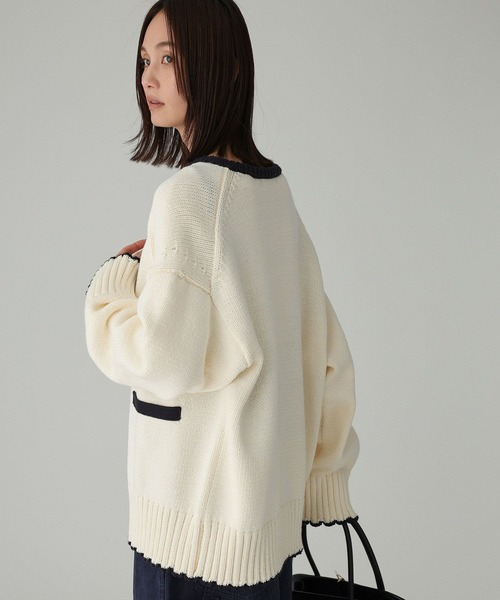 BABYLONE(バビロン)の「クラシックバイカラーニット(ニット/セーター・レディース・ホワイト/ブラック・フリー)」の4枚目の写真