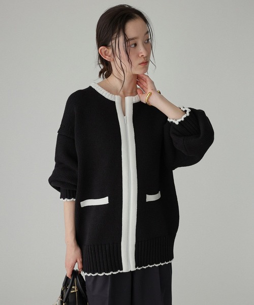 BABYLONE(バビロン)の「クラシックバイカラーニット(ニット/セーター・レディース・ホワイト/ブラック・フリー)」の8枚目の写真