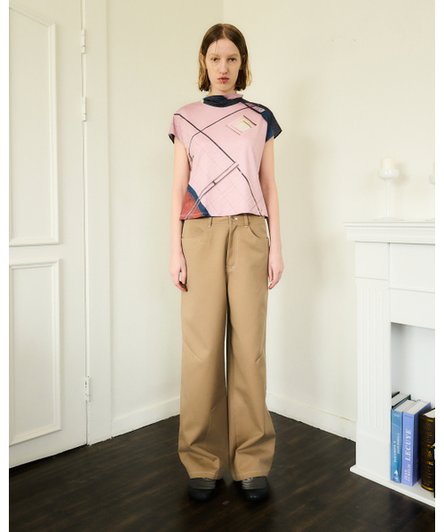 SEEN(シーン)の「PANNEL WIDE DENIM PANTS (Beige)(デニムパンツ・レディース・その他・M/S)」の1枚目の写真