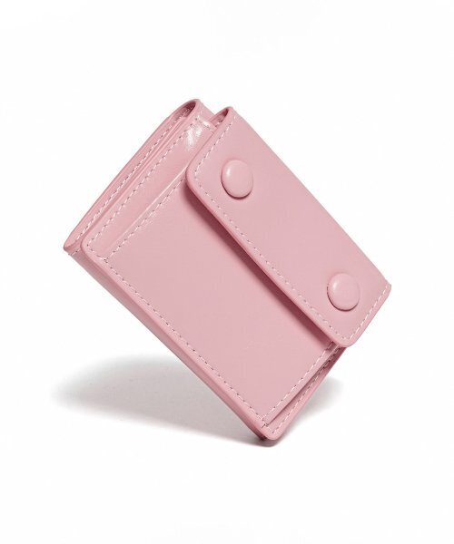ドットポケット3段財布コイン紙幣カード財布ベビーピンク