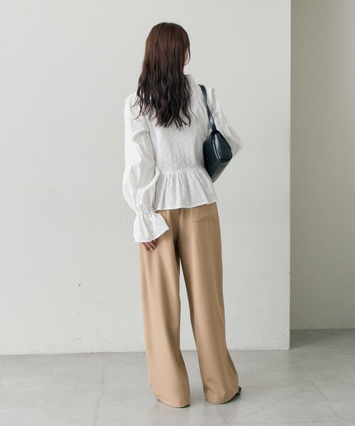 mystic（ミスティック）の「フラワー刺繍フリルブラウス（シャツ/ブラウス・レディース・ミント/ブラック/オフホワイト・FREE）」の8枚目の写真