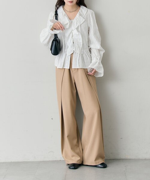 mystic（ミスティック）の「フラワー刺繍フリルブラウス（シャツ/ブラウス・レディース・ミント/ブラック/オフホワイト・FREE）」の13枚目の写真