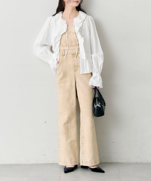 mystic（ミスティック）の「フラワー刺繍フリルブラウス（シャツ/ブラウス・レディース・ミント/ブラック/オフホワイト・FREE）」の14枚目の写真