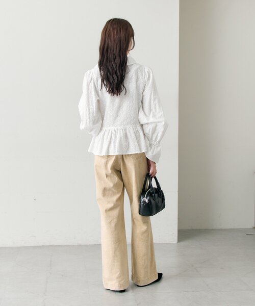 mystic（ミスティック）の「フラワー刺繍フリルブラウス（シャツ/ブラウス・レディース・ミント/ブラック/オフホワイト・FREE）」の18枚目の写真