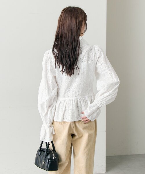 mystic（ミスティック）の「フラワー刺繍フリルブラウス（シャツ/ブラウス・レディース・ミント/ブラック/オフホワイト・FREE）」の19枚目の写真