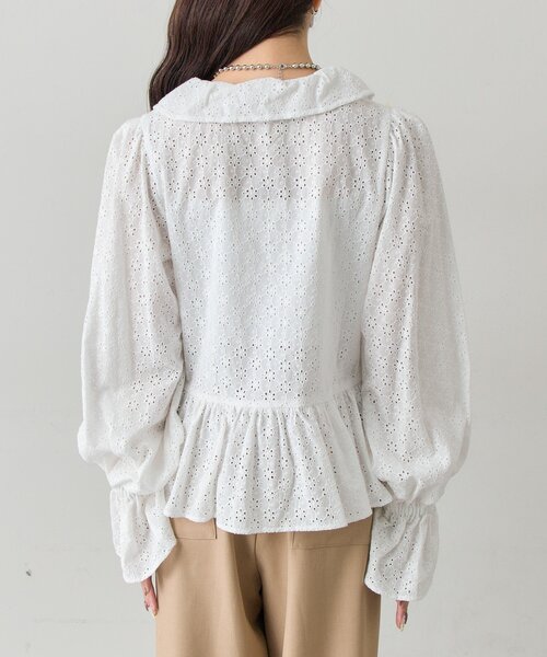 mystic（ミスティック）の「フラワー刺繍フリルブラウス（シャツ/ブラウス・レディース・ミント/ブラック/オフホワイト・FREE）」の22枚目の写真