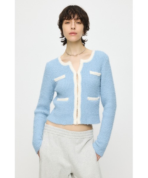 MOUSSY(マウジー)の「FANCY YARN BI COLOR カーディガン(カーディガン/ボレロ・レディース・オフホワイト/ブラック/ライトブルー・FREE)」の3枚目の写真