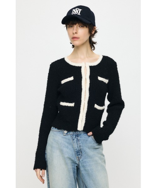 MOUSSY(マウジー)の「FANCY YARN BI COLOR カーディガン(カーディガン/ボレロ・レディース・オフホワイト/ブラック/ライトブルー・FREE)」の4枚目の写真