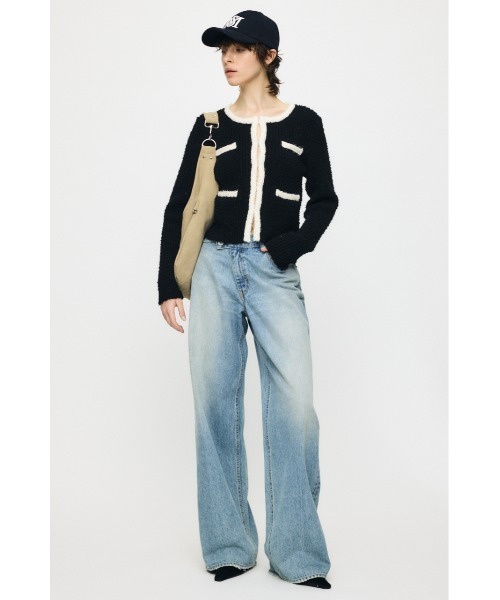 MOUSSY(マウジー)の「FANCY YARN BI COLOR カーディガン(カーディガン/ボレロ・レディース・オフホワイト/ブラック/ライトブルー・FREE)」の6枚目の写真