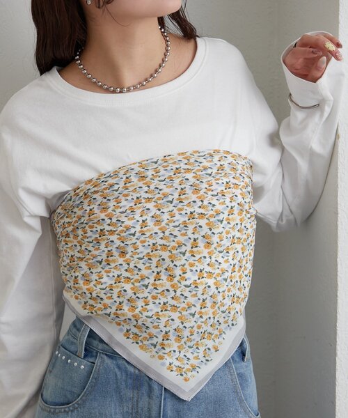 mystic(ミスティック)の「小花柄スカーフ(バンダナ/スカーフ・レディース・イエロー・ONE SIZE)」の2枚目の写真