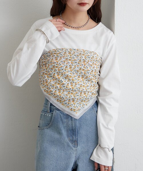 mystic(ミスティック)の「小花柄スカーフ(バンダナ/スカーフ・レディース・イエロー・ONE SIZE)」の3枚目の写真